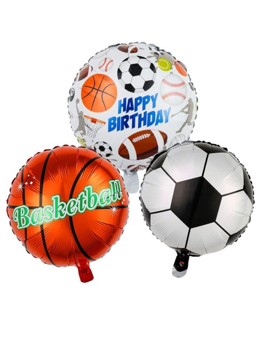 3 pc 18 Inch Party Balloons Large Size Sports Foil Balloon Adult & Kids Party Theme Decorations for Birthday, Anniversary, Baby Shower Fatio General Trading