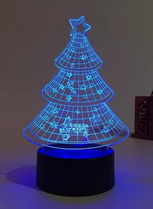 3D Christmas Tree Shape Night Light Touch Table Desk Optical Illusion Lamps 7 Color Changing Lights Home Decoration Xmas Birthday Gift Fatio General Trading