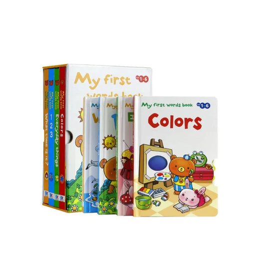 4 Book Set, First Word Pop Up Book Set for Kids, Basic Skill and Literacy Learning Book for Kids Aged 1 to 6, Time, Counting, Colors, and Everyday Things Fatio General Trading