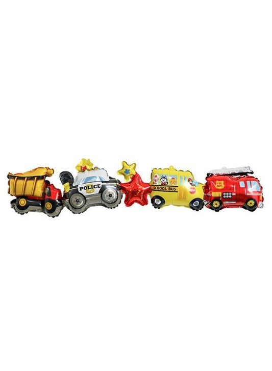 5 pc Birthday Party Balloons Large Size Vehicles Foil Balloon Adult & Kids Party Theme Decorations for Birthday, Anniversary, Baby Shower, Blue Fatio General Trading