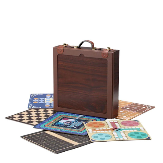 Multifunctional Chess Board in Wooden Case - 12-in-1 Set