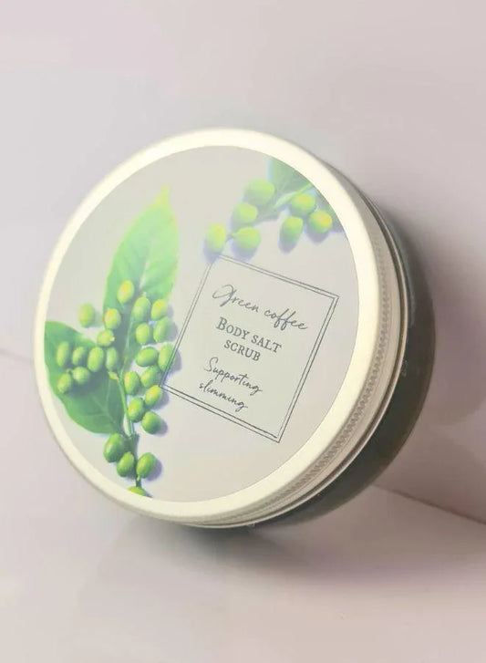 Green Coffee Salt-Sugar Body Scrub – Natural Exfoliating Scrub with Coffee, Grape Seed, Almond & Avocado Oils – Energizing, Revitalizing & Skin-Smoothing Care