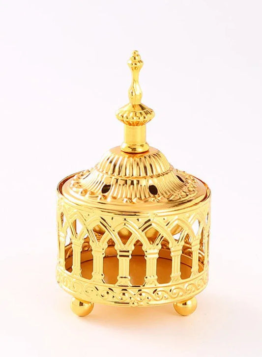 Elegant Bakhoor Incense Burner Gold - Portable Luxurious Golden Burner for Home, Relaxation and Office