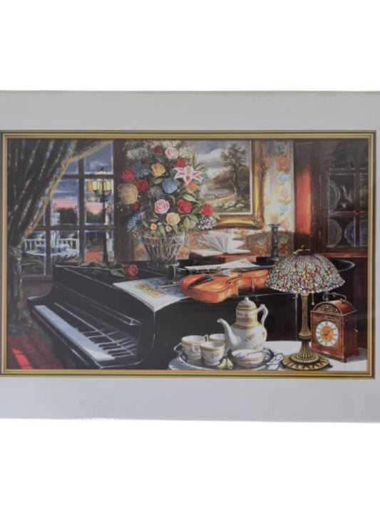 أحجية الصور المقطوعة 500 قطعة مع عمل فني فريد، غرفة الموسيقى (52 × 38 سم)