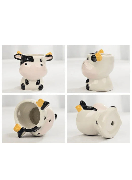 Cute Succulent Indoor Plant Pot, Succulent Pots with Drainage Hole, Cow