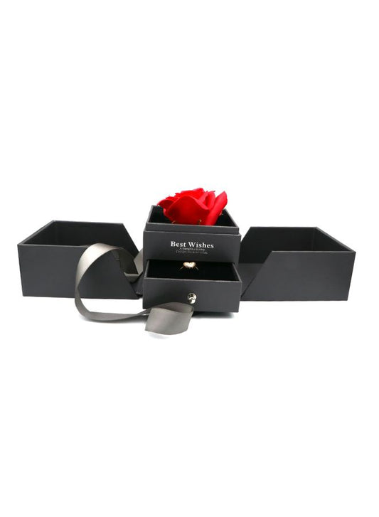 Handmade Preserved Rose Flower Jewelry Box and Heart Pendant Necklace, Greeting Card and Bag included, Rose Gift for Valentine's Day