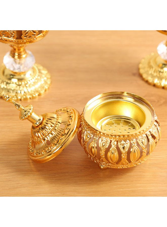 Luxurious Golden Essence Burner for Home - Portable Bakhoor Burner for Aromatherapy at Home, Office
