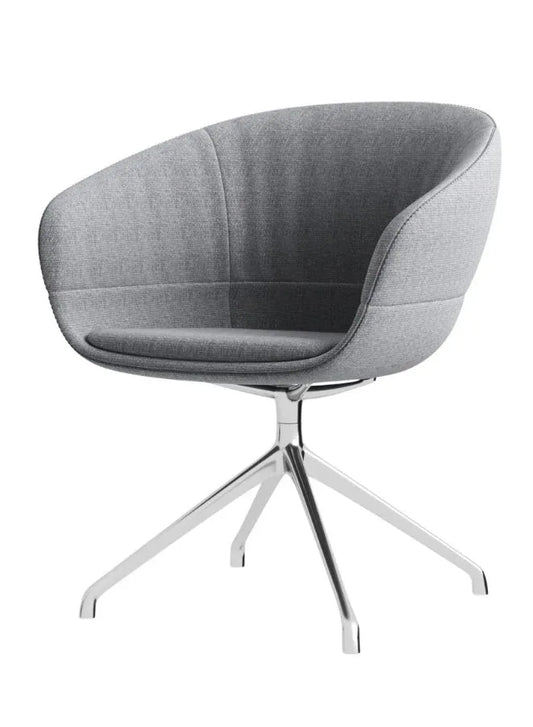 Modern Grey Lounge Chair with Star Chrome Legs – Stylish Accent Chair for Office & Reception Use