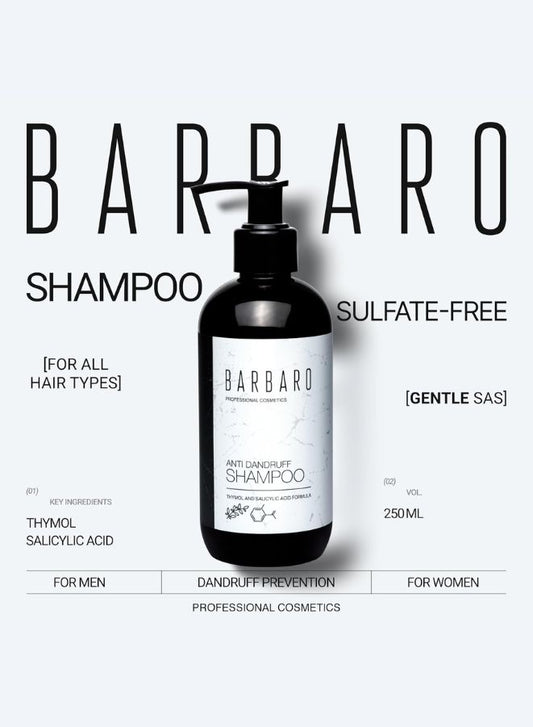 Barbaro shampoo bottle with label on a white background