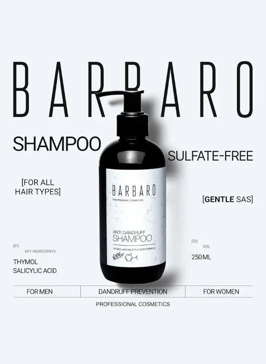 Barbaro shampoo bottle with label on a white background
