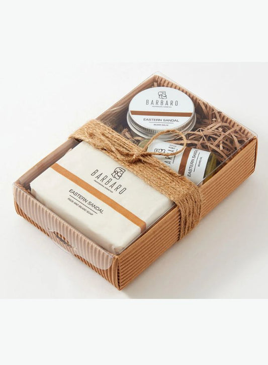 Barbaro beauty products in a box with a white background