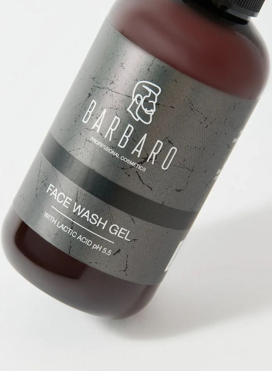 Barbaro Men’s Face Wash Gel with Lactic Acid – Natural Cleansing Gel for Beard Care & Sensitive Skin, 150 ml