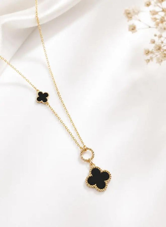 Double-Sided Four-Leaf Clover Necklace for Women - Stainless Steel Lucky Pendant Jewelry Gift