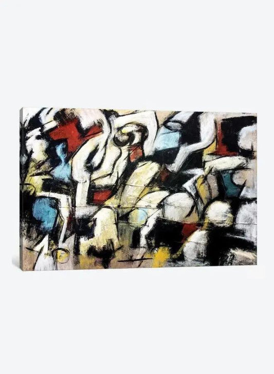 The Human Mosaic | Luxury Hand-Painted Abstract Wall Art for Home & Office | Cotton Canvas with Wooden Frame