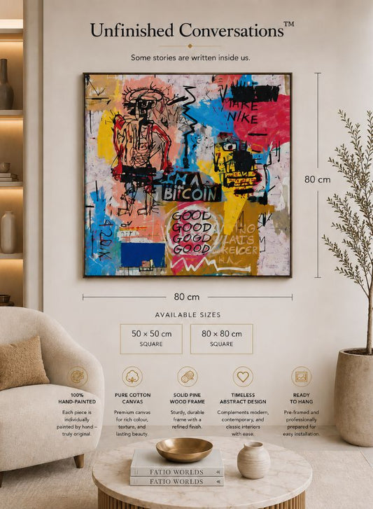 Unfinished Conversations™ | Hand-Painted Abstract Wall Painting | Premium Cotton Canvas | 50 × 50 cm & 80 × 80 cm