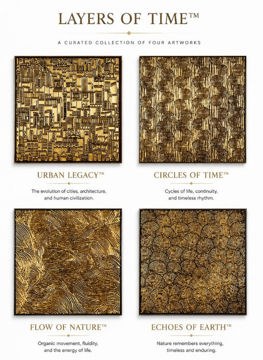 Layers of Time - Floating Frame Canvas Wall Art | Set of 4