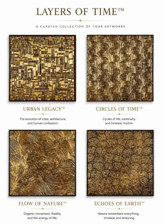 Layers of Time - Floating Frame Canvas Wall Art | Set of 4