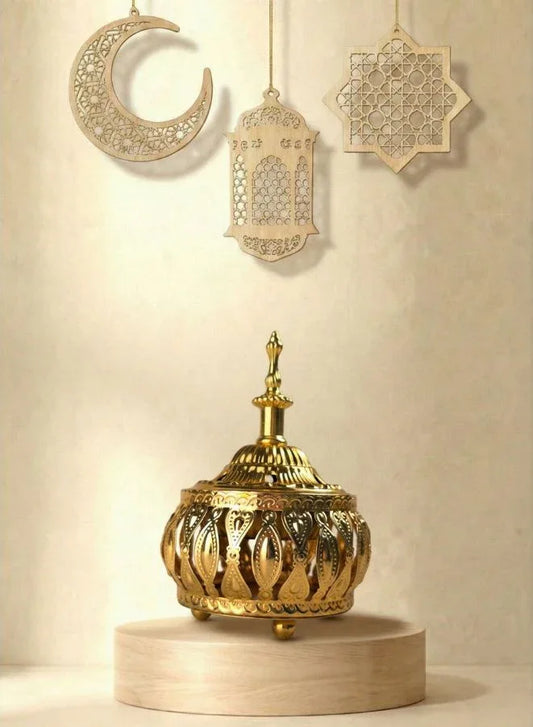 Luxurious Golden Essence Burner for Home - Portable Bakhoor Burner for Aromatherapy at Home, Office