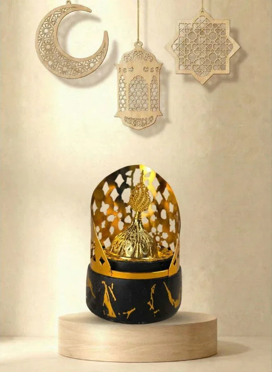 Luxury Incense Burner Vintage Decorative Bakhur Burner Black Base for Home and Office