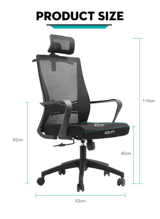 Ergonomic Mesh Office Chair with Adjustable Headrest, Breathable Mesh Back and Armrest, Molded Sponge Seat, Tilt and Height Adjustable Mechanism