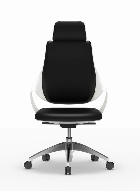 كرسي مكتب جلد مريح مع مسند للرأس للاستخدام الطويل في المكتب والمنزل والمحلات التجارية، أسود