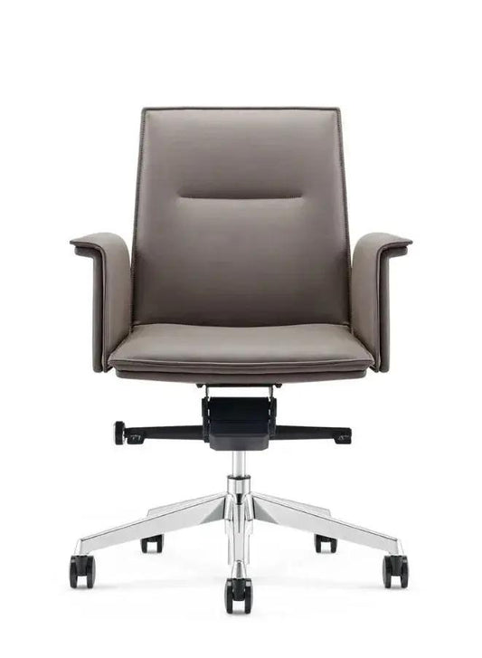 Brown office chair with a black base on a white background