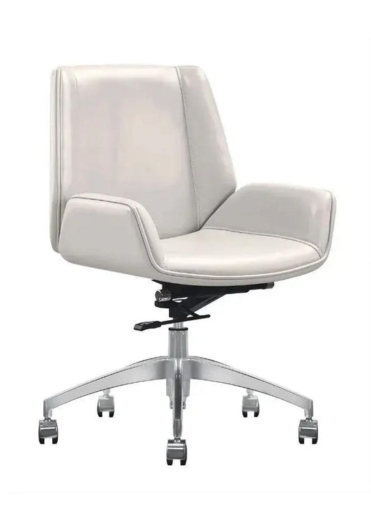 White office chair with a chrome base on a white background