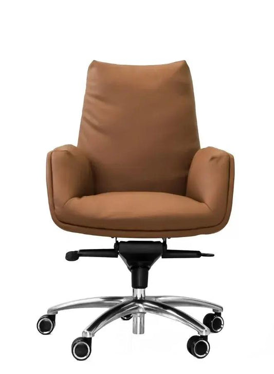 Brown office chair with a black base on a white background
