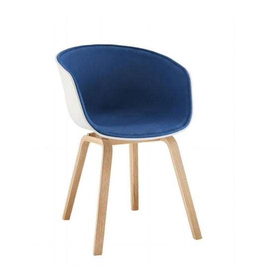 Visitor Chair With Upholstery and Wooden Legs for Visitors in Office, Lobby, Living RoomWooden Legs Visitor Chair