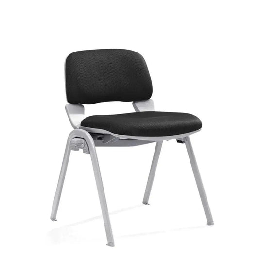 Black office training chair with white frame on a white background