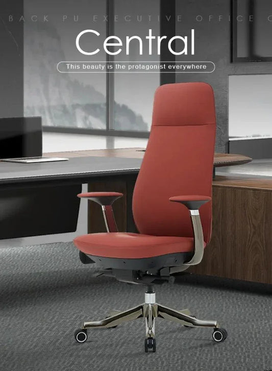 Red office chair in an office setting