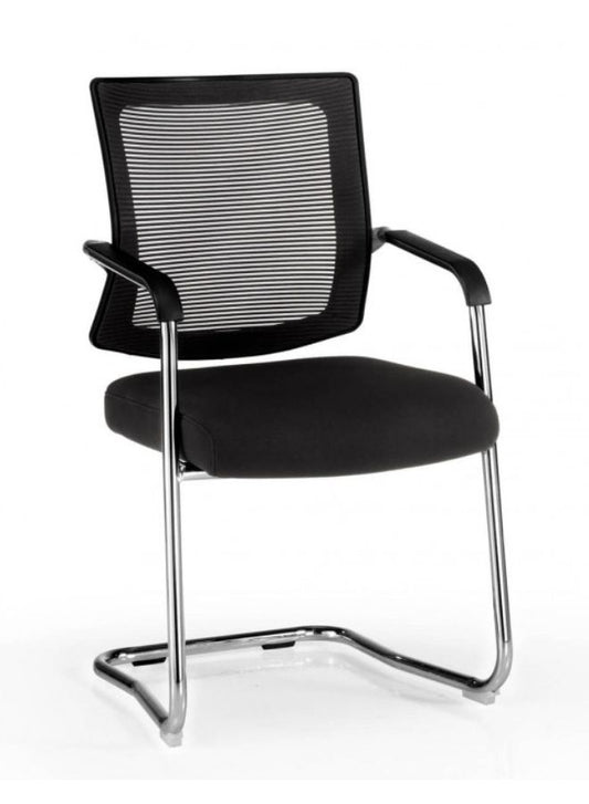 Meeting Chair with Mesh Backrest & Chrome Cantilever Frame – Ergonomic Visitor Chair with PP Armrest