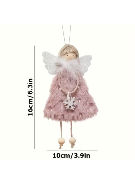 قلادة دمية ملاك عيد الميلاد من القطيفة، زينة معلقة لشجرة عيد الميلاد، عبوة من 3 قطع