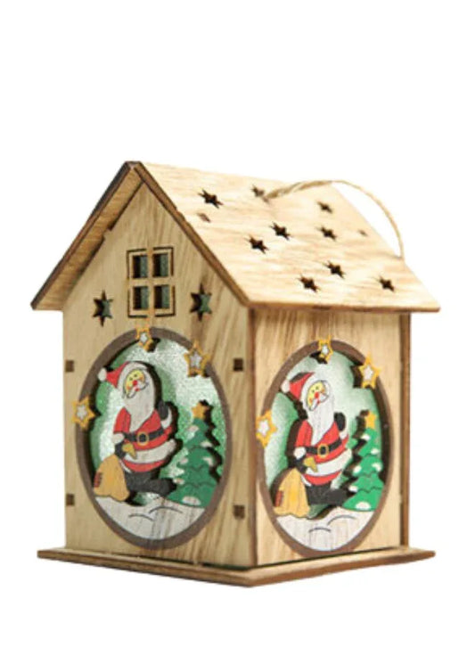 Wooden Christmas Ornaments with LED Lights – Festive Set for Indoor Holiday Decorations, Perfect for Trees, Mantels, and Seasonal Decor