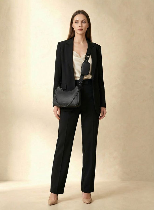 Effetty Leather Shoulder Bag for Women Made in Italy with Small Pouch