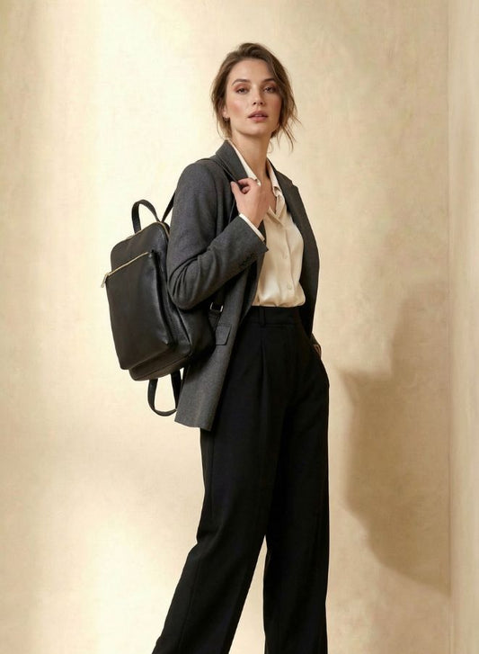 حقيبة كتف مزدوجة من الجلد الطبيعي للنساء من إيفيتي