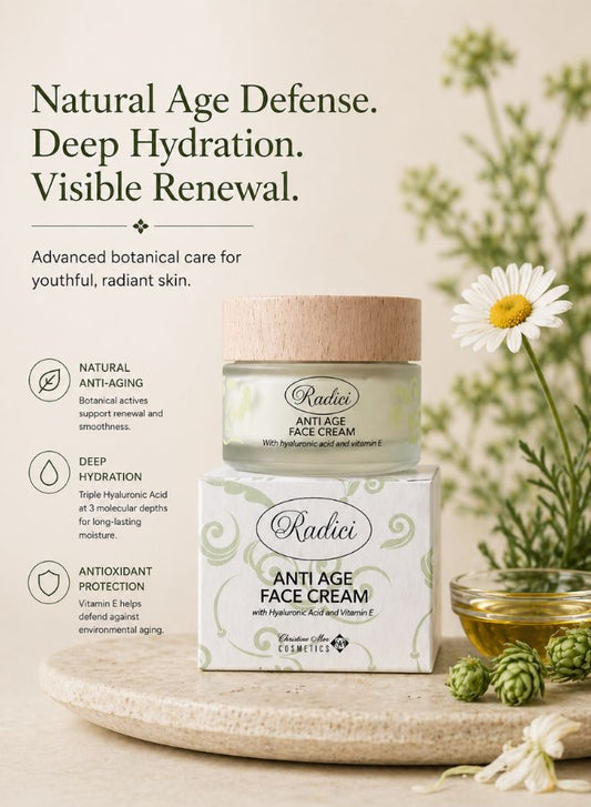Radici Anti-Age Face Cream | Triple Phase Hyaluronic Acid | Natural Anti-Aging | No Parabens | 50ml