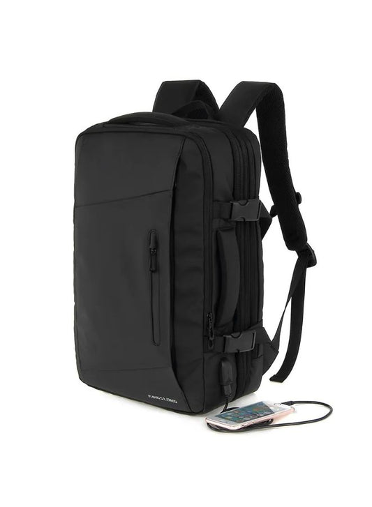 Black Laptop Backpack - 15.6" Laptop Bag with Water-Resistant Polyester & USB Charging Port