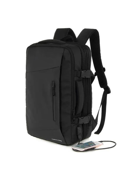 Black Laptop Backpack - 15.6" Laptop Bag with Water-Resistant Polyester & USB Charging Port