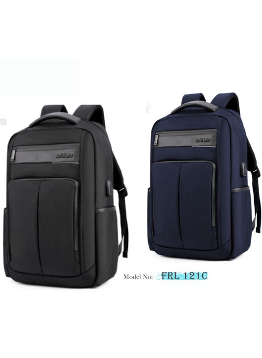 Business Laptop Backpack - 15.6" Water-Resistant Polyester Bag with USB Charging Port