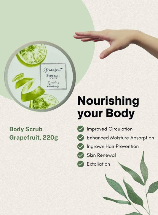 Soap&Friends Natural Salt-Sugar Body Scrub with Grapefruit – Exfoliating & Firming Scrub with Caffeine and Plant Oils, 220g