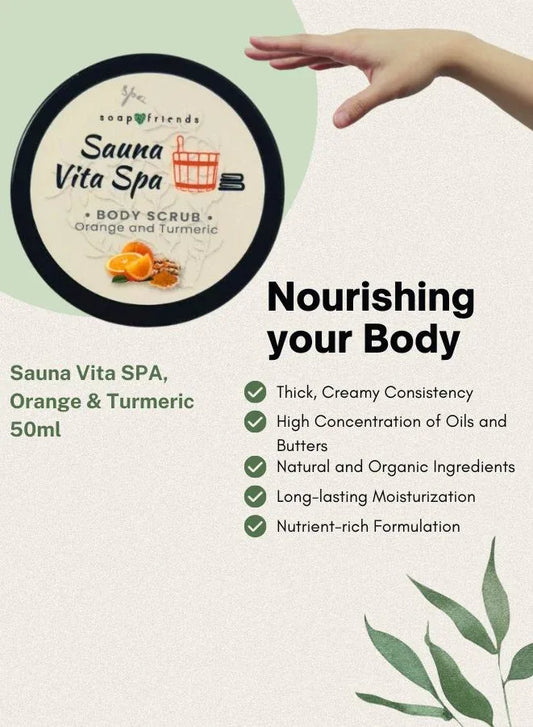 Natural Orange Turmeric Body Scrub – Salt-Based Exfoliating Scrub with Botanical Oils – Energizing, Hydrating & Silky-Smooth Skin
