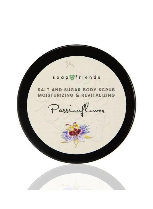 Natural Passionflower Body Scrub – Botanical Scrub with Sage Leaf & Coconut Oil – Refreshing, Exfoliating & Silky-Smooth Skin