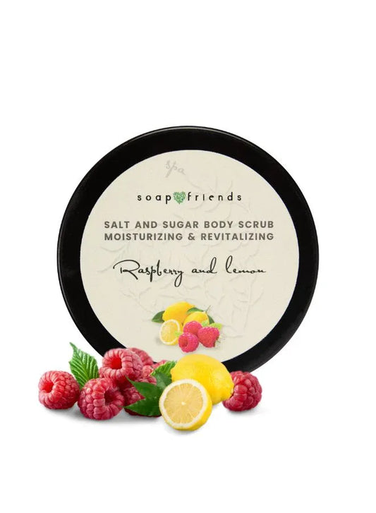 Raspberry & Lemon Body Scrub – Natural Exfoliating Scrub with Fruit Extracts – Refreshing, Smoothing & Revitalizing Skin Care