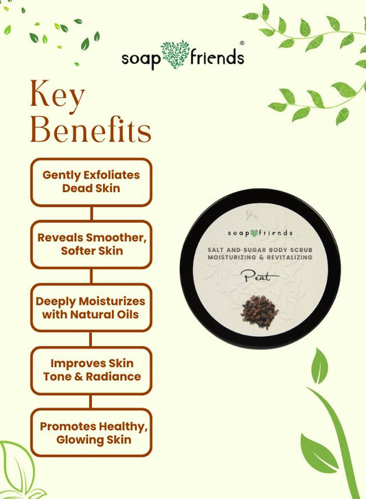 Peat Body Scrub – Natural Exfoliating Scrub with Eucalyptus, Rosemary & Botanical Oils – Detoxifying, Revitalizing & Nourished Skin