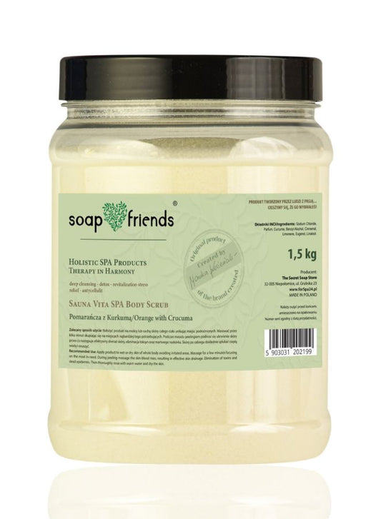Natural Sauna Vita Spa Orange & Turmeric Body Scrub – 1.5kg | Soap & Friends | Detoxifying Salt Scrub