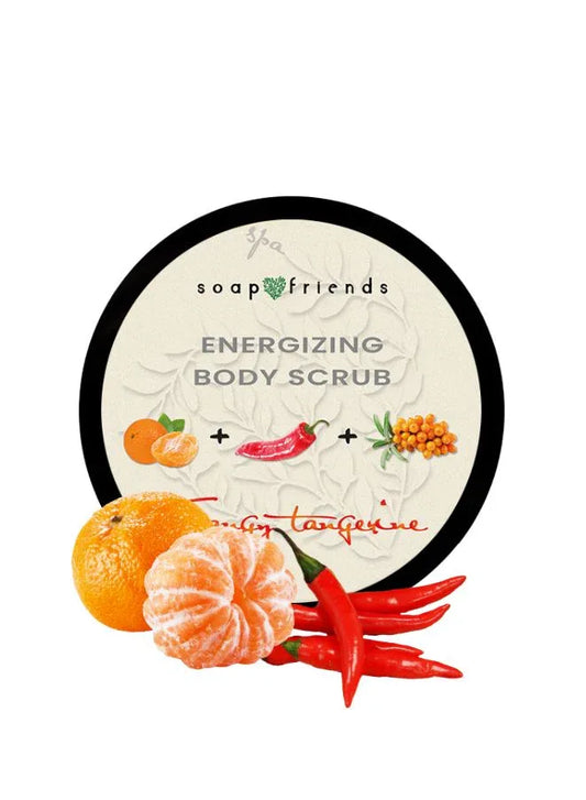 Tangy Tangerine Body Scrub – Natural Sugar Scrub with Almond, Avocado & Macadamia Oils – Energizing Exfoliation & Skin-Smoothing Care