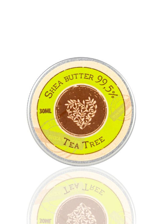 Natural Shea Butter with Tea Tree Essential Oil – 99.5% Pure Antibacterial Moisturizer for Problem Skin, 30 ml
