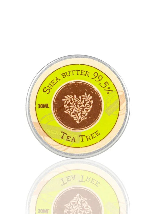 Natural Shea Butter with Tea Tree Essential Oil – 99.5% Pure Antibacterial Moisturizer for Problem Skin, 30 ml