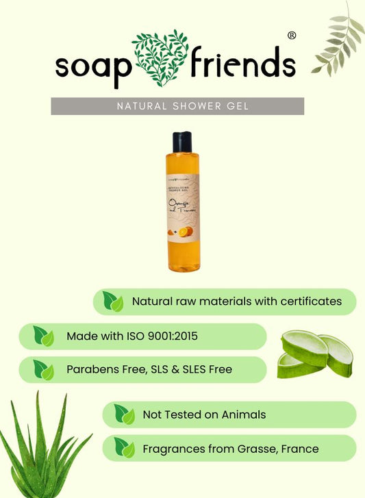Soap&Friends Orange and Turmeric Shower Gel with Moisturizing Avocado Oil – Brightening Natural Body Wash for Glowing Skin – 250 ml
